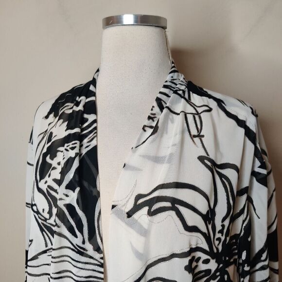 K Woman Floral Shimmer Chiffon Blouse Jacket - Picture 6 of 13